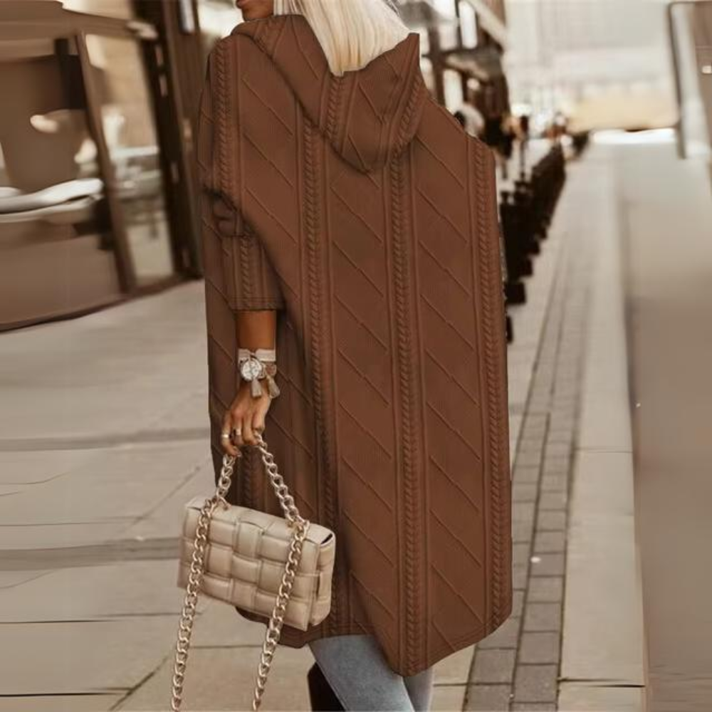 Drune | Elegante lange Jacke mit Kapuze