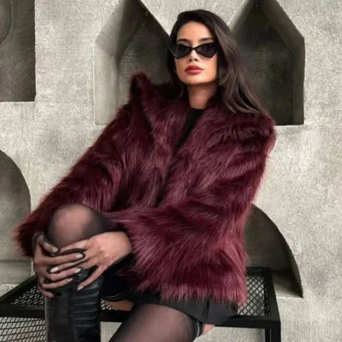 Drune | Kurze Flauschige Kunstfelljacke Für Damen