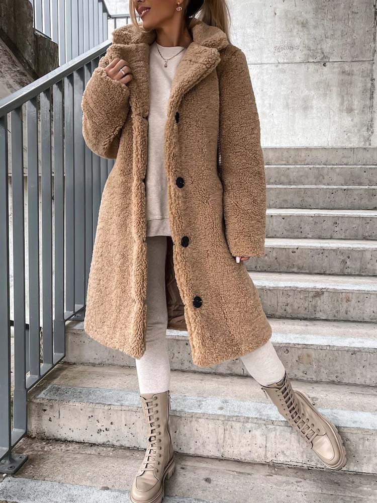 Drune | Teddy Coat Warme Lange Teddyjacke