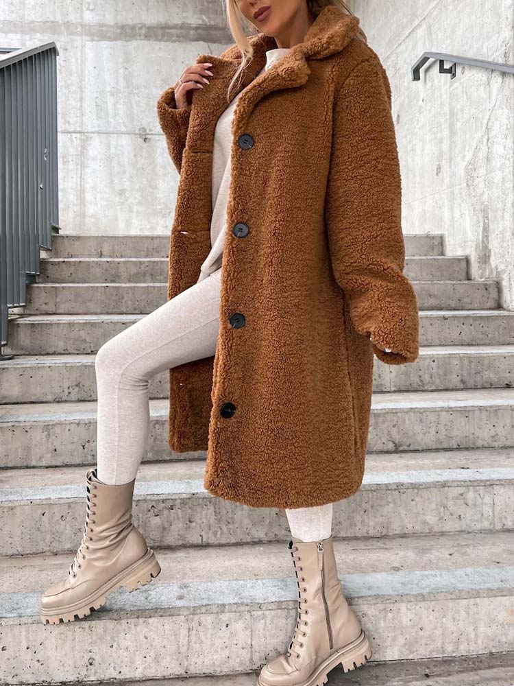 Drune | Teddy Coat Warme Lange Teddyjacke