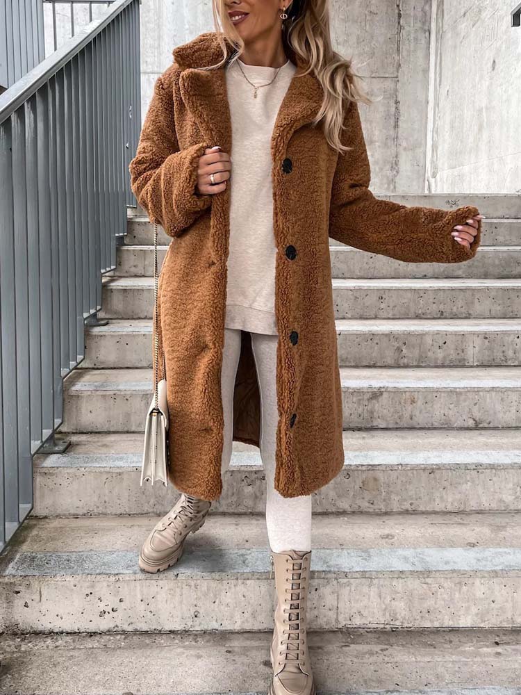 Drune | Teddy Coat Warme Lange Teddyjacke