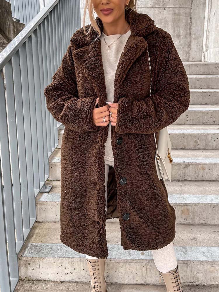 Drune | Teddy Coat Warme Lange Teddyjacke