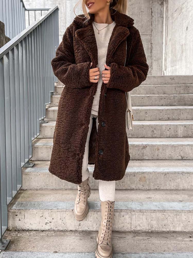Drune | Teddy Coat Warme Lange Teddyjacke