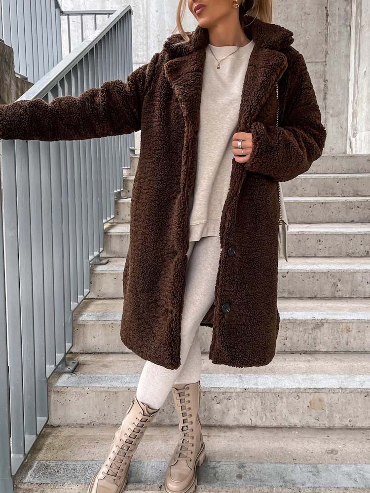 Drune | Teddy Coat Warme Lange Teddyjacke