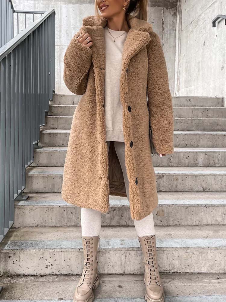 Drune | Teddy Coat Warme Lange Teddyjacke