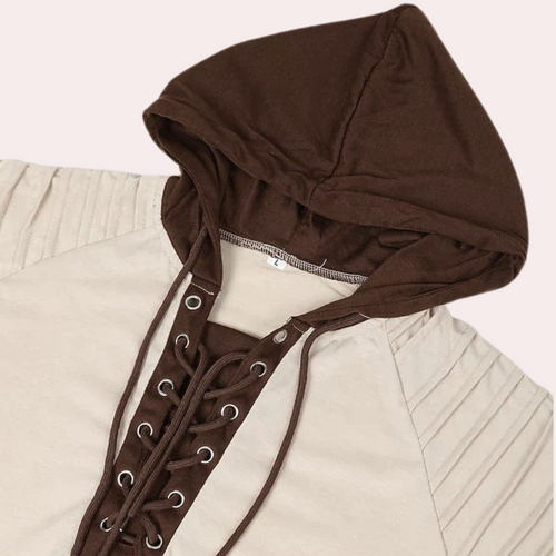 Drune | Kapuzenpullover mit Schnürung - Vintage Hoodie mit Rippärmeln & Wikinger-Style