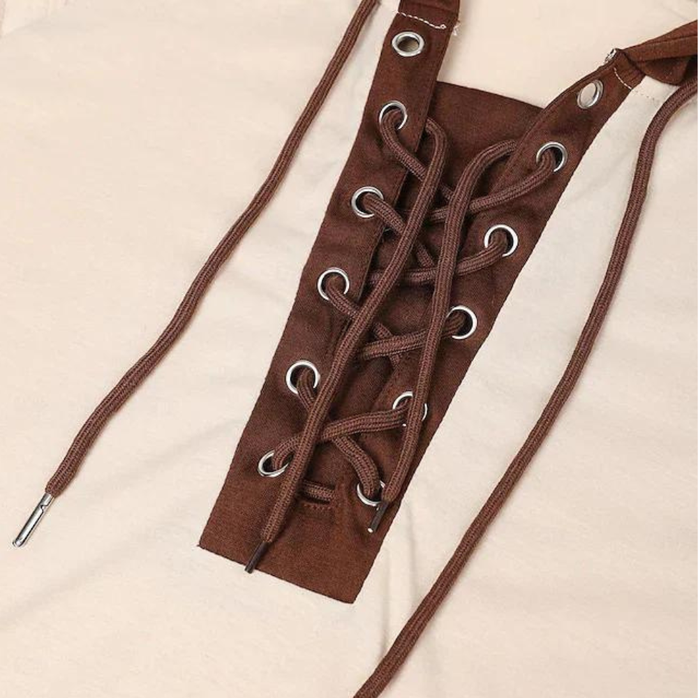 Drune | Kapuzenpullover mit Schnürung - Vintage Hoodie mit Rippärmeln & Wikinger-Style
