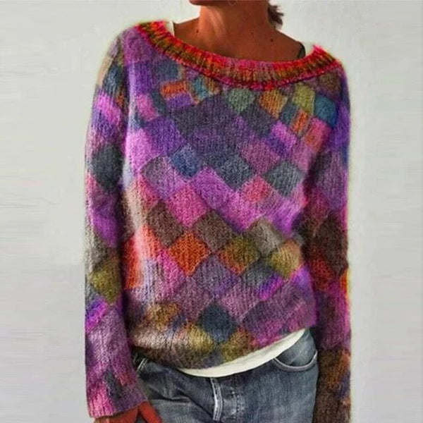 Drune | Kuscheliger Lockerer Pullover mit Rautenmuster