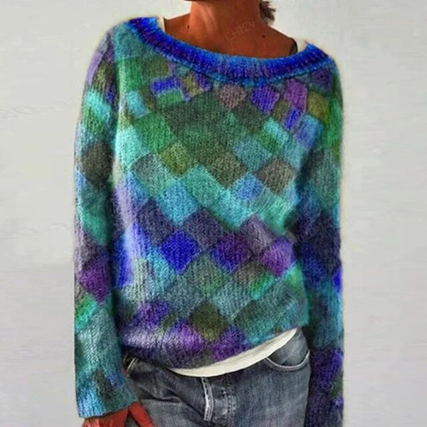Drune | Kuscheliger Lockerer Pullover mit Rautenmuster