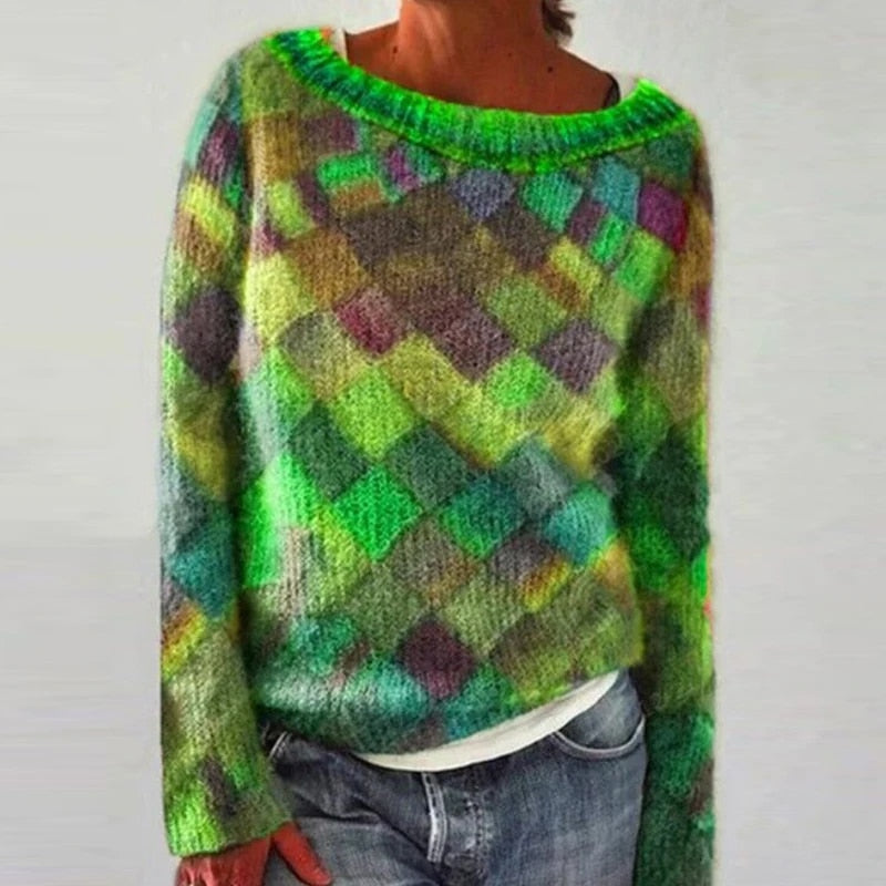 Drune | Kuscheliger Lockerer Pullover mit Rautenmuster