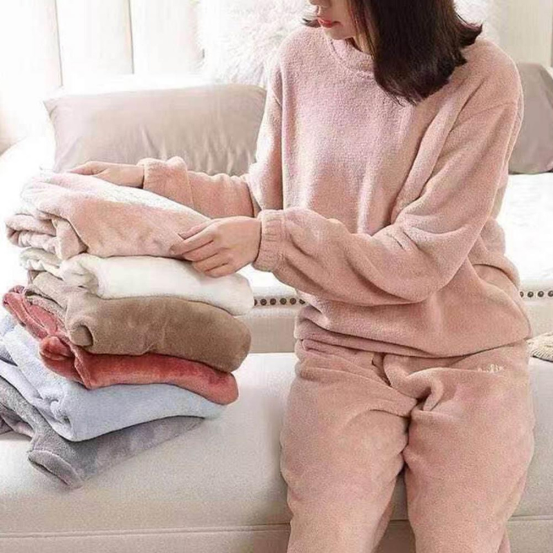 Drune | Pyjama Set Warme Plüsch-Schlafkleidung für Damen