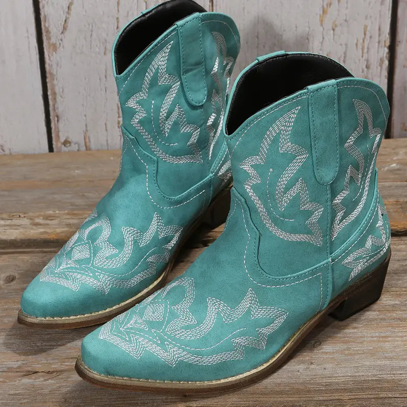Drune | Elegant Gestickte Western Stiefeletten