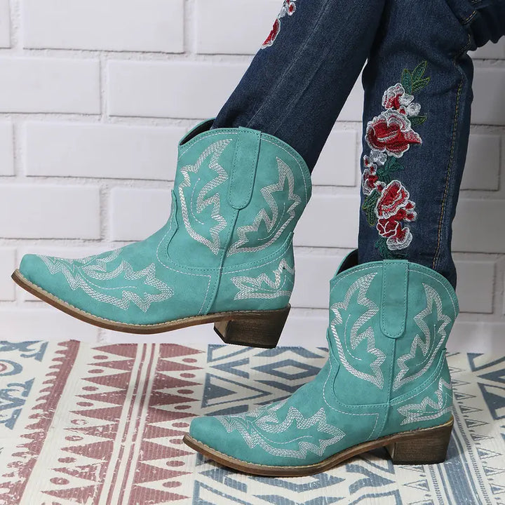 Drune | Elegant Gestickte Western Stiefeletten
