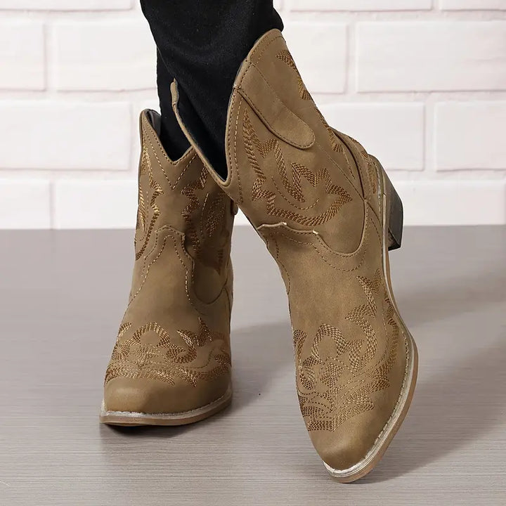 Drune | Elegant Gestickte Western Stiefeletten