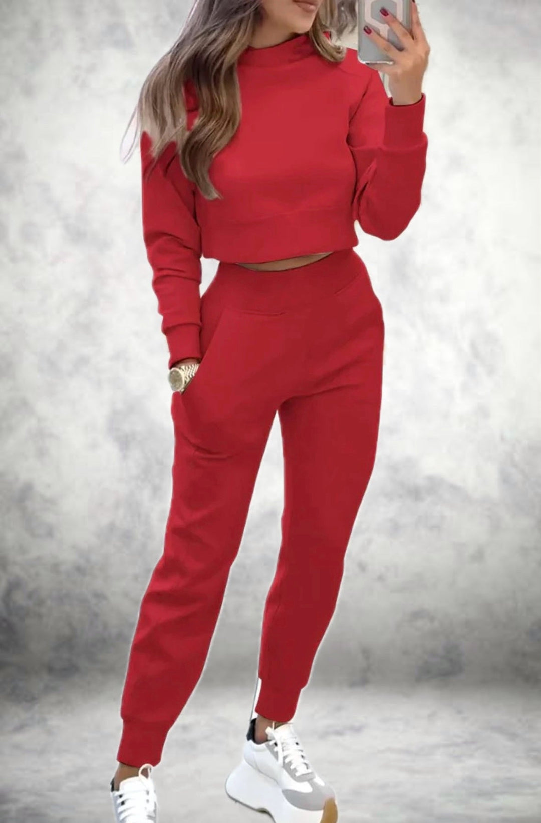 Drune | Schicker Trainingsanzug mit Langen Ärmeln und High Waist Hose