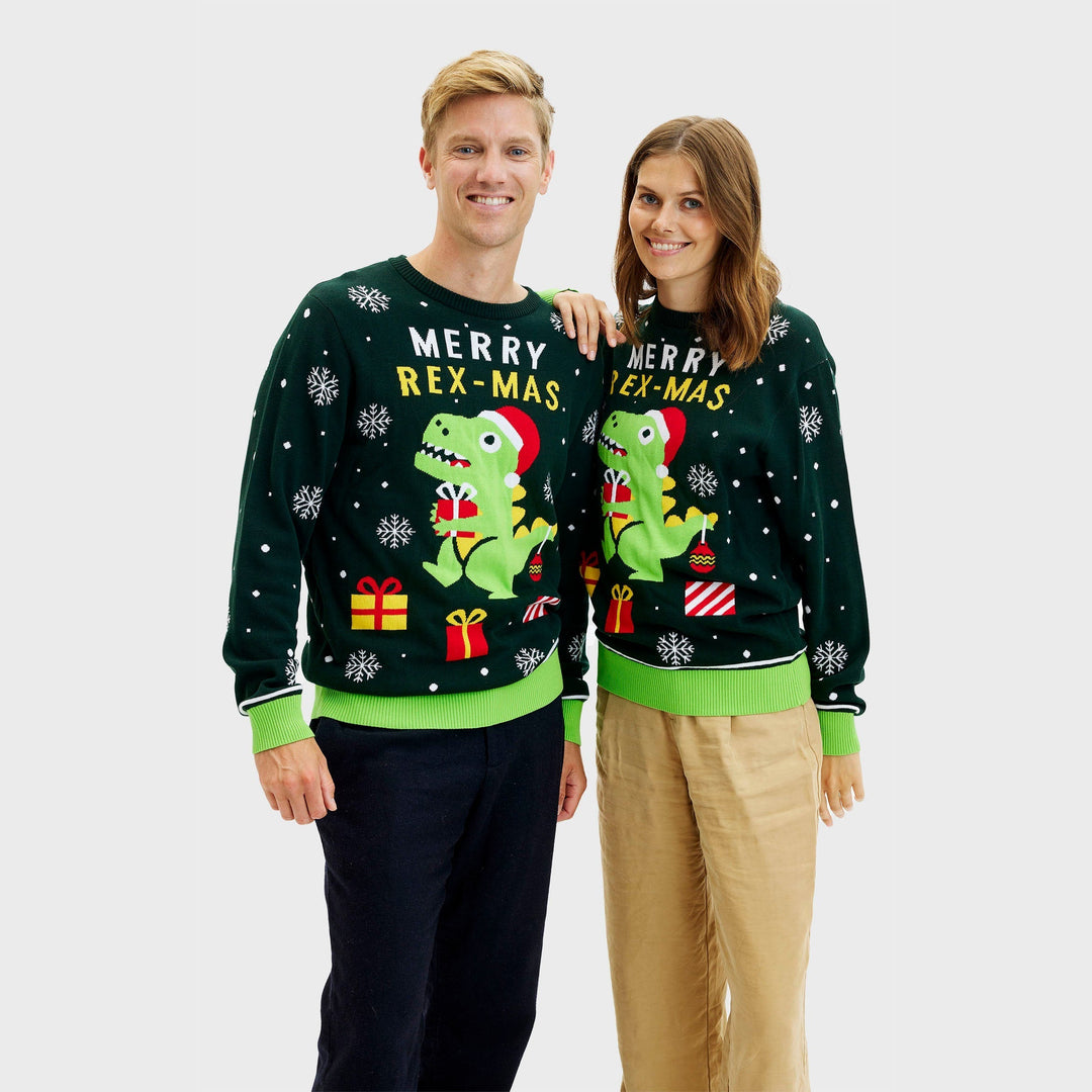 Drune | Lustiger Dino Weihnachtspullover - Damen