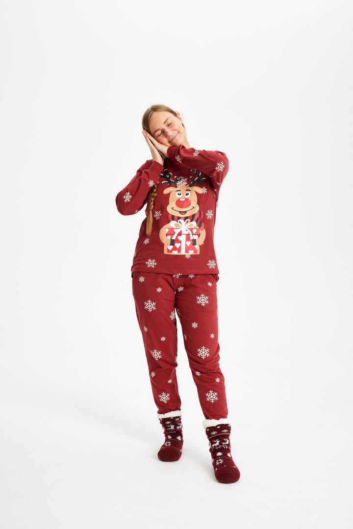 Drune | Rudolfs Süßes Weihnachts-Pyjama Rot - Damen