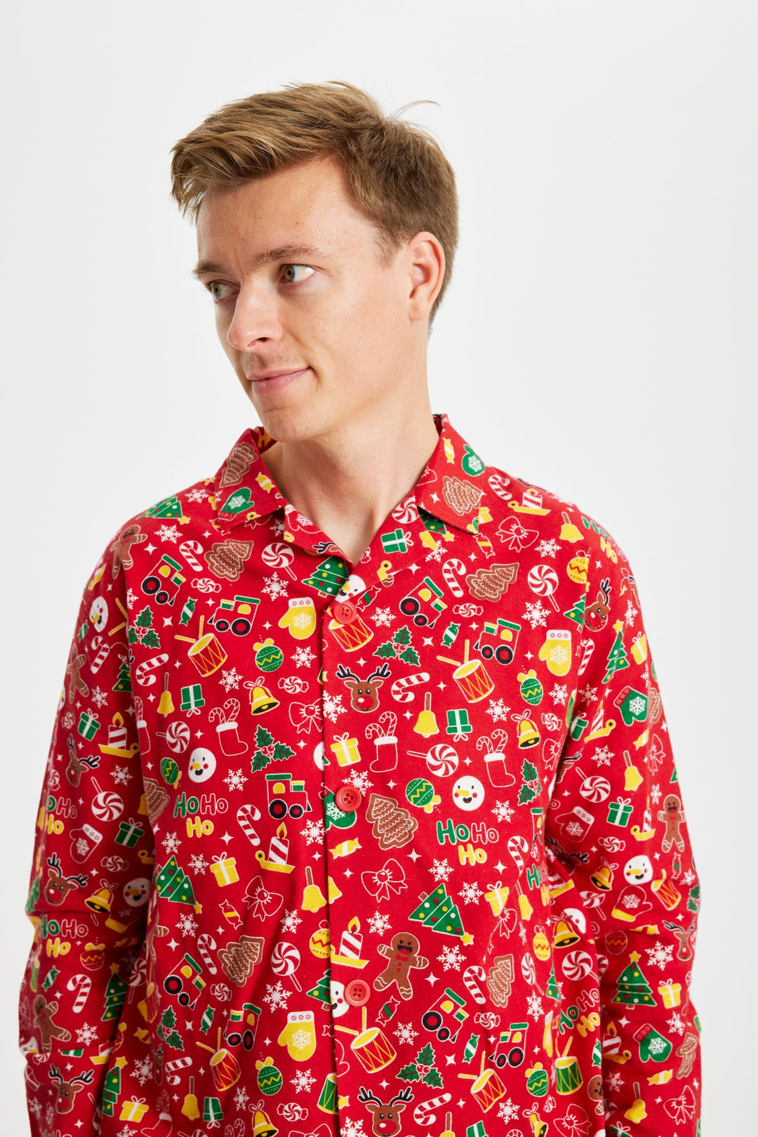 Drune | Verrückter Weihnachts-Pyjama Flanell Rot - Herren