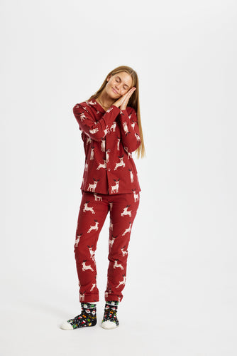 Drune | Rentier Weihnachts-Pyjama Flanell - Damen