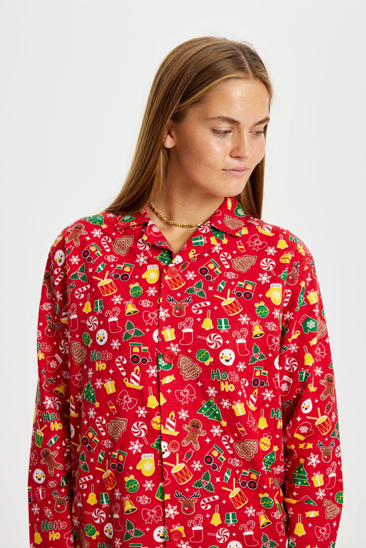 Drune | Verrückter Weihnachts-Pyjama Flanell Rot - Damen
