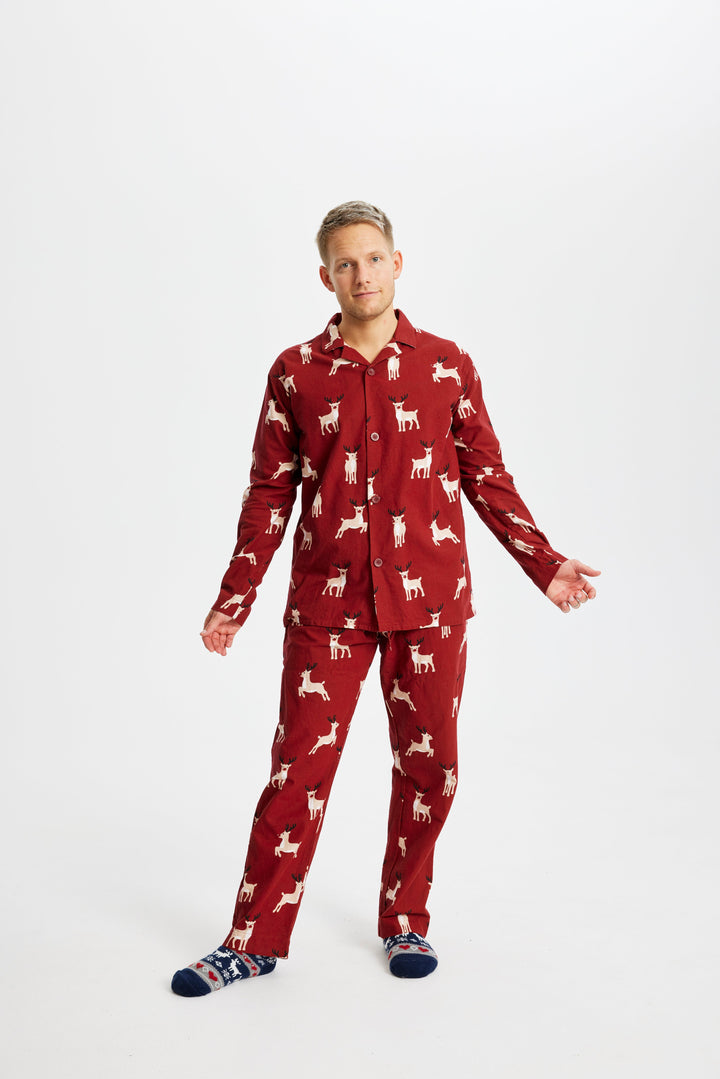 Drune | Rentier Weihnachts-Pyjama Flanell - Herren