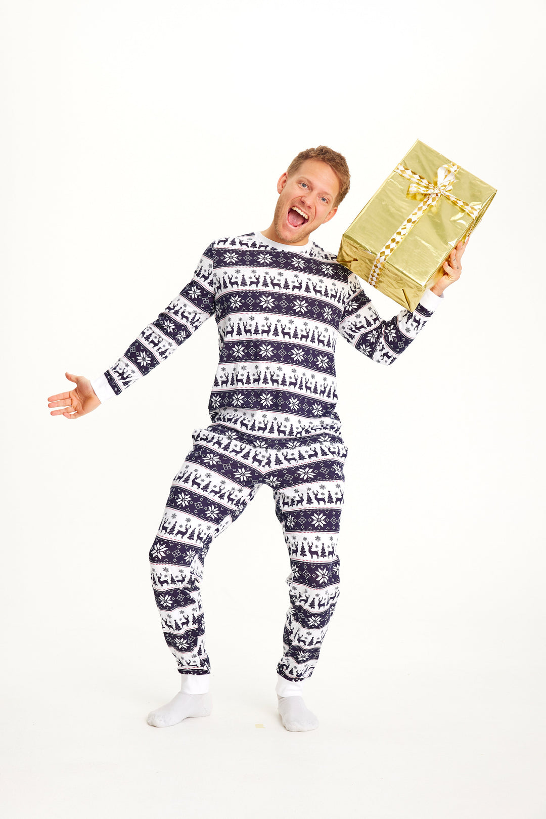 Drune | Rentier Weihnachts-Pyjama Navy - Herren