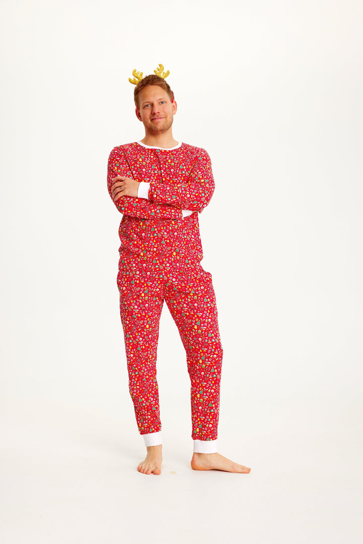 Drune | Verrückte Weihnachts-Pyjama Rot - Herren