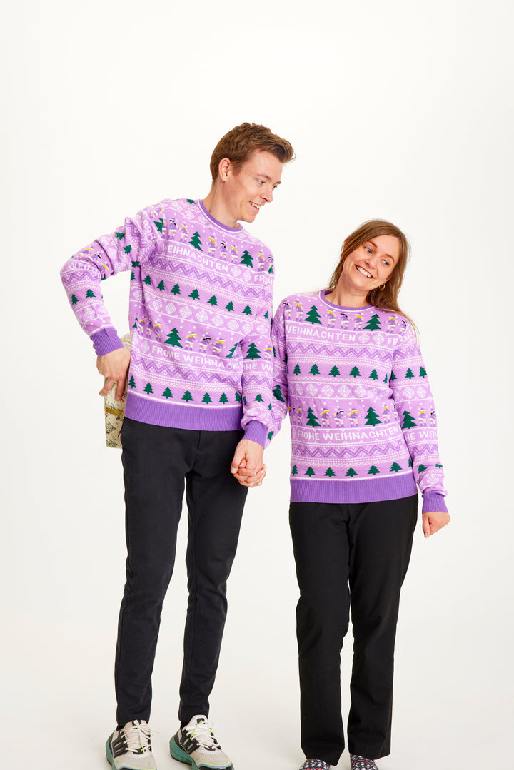 Drune | Frohe Weihnachten Weihnachtspullover Lila - Damen