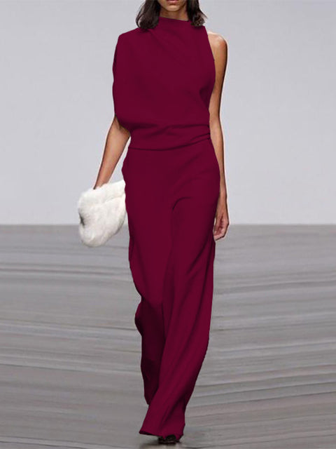 Eleganter Jumpsuit mit Rundhalsausschnitt für Alltag & Besondere Anlässe | Drune