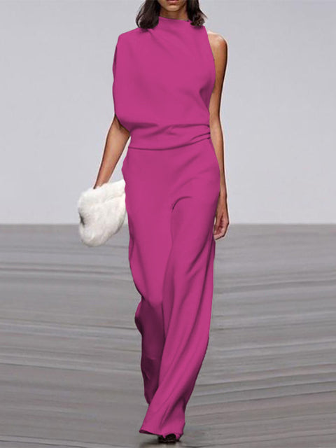 Eleganter Jumpsuit mit Rundhalsausschnitt für Alltag & Besondere Anlässe | Drune