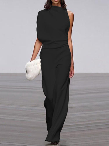 Drune | Damen Jumpsuit mit Rundhalsausschnitt, Armellos und Weitem Bein