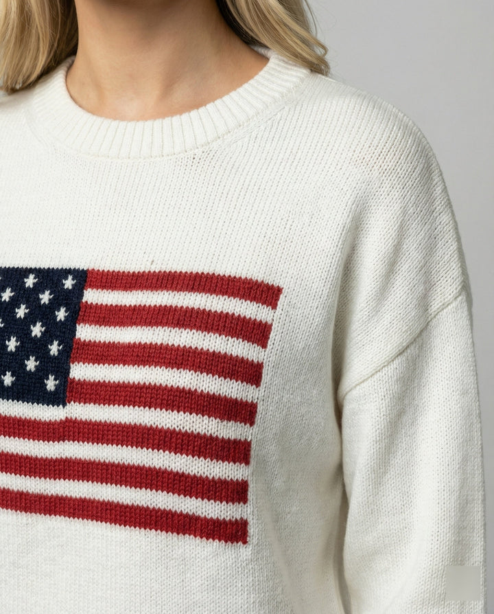 Drune | Amerikanische Flagge Rundhalsausschnitt Pullover