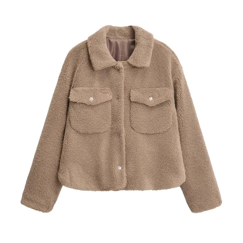 Drune | Short women's jacket with teddy fleece