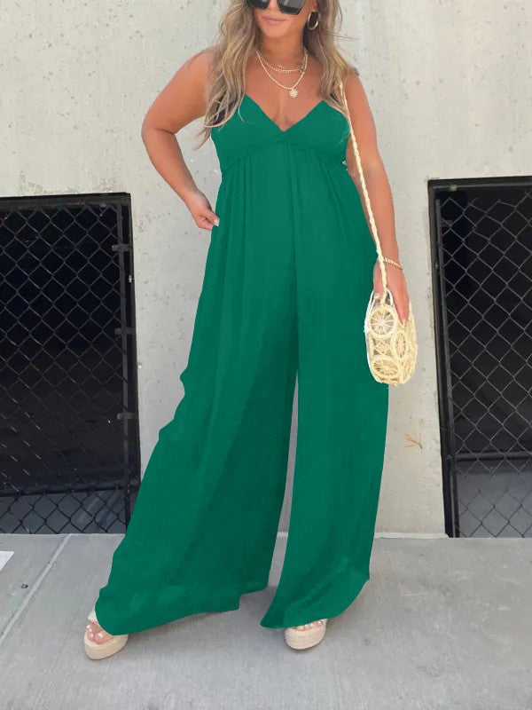 Drune | Jumpsuit mit V-Ausschnitt und Breiten Trägern
