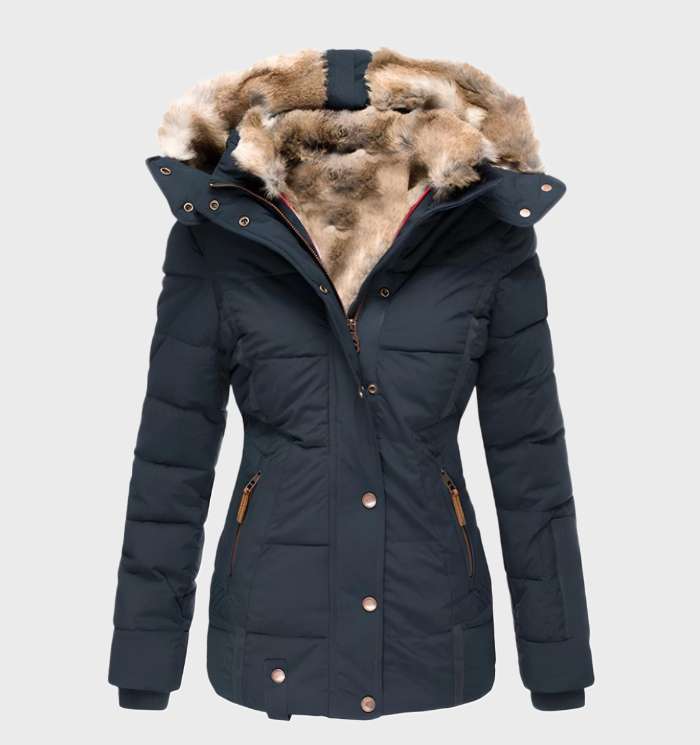 Drune | Winterjacke mit Weichem Futter Kapuze und Kunstpelz für Damen