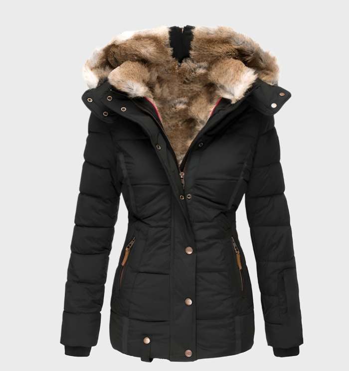 Drune | Winterjacke mit Weichem Futter Kapuze und Kunstpelz für Damen