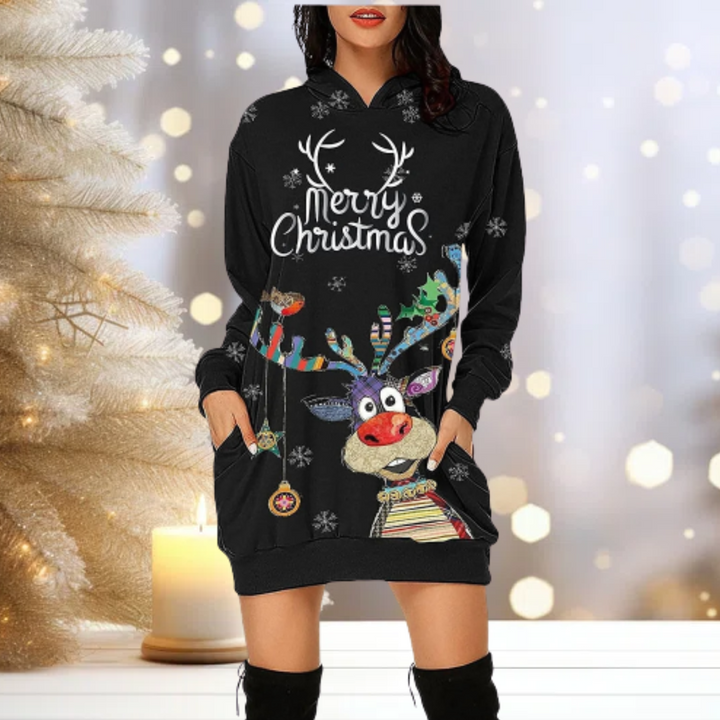 Drune | Kapuzenpullover Gemütlich Rentier Kapuzenpullover Kleid Frauen Pullover