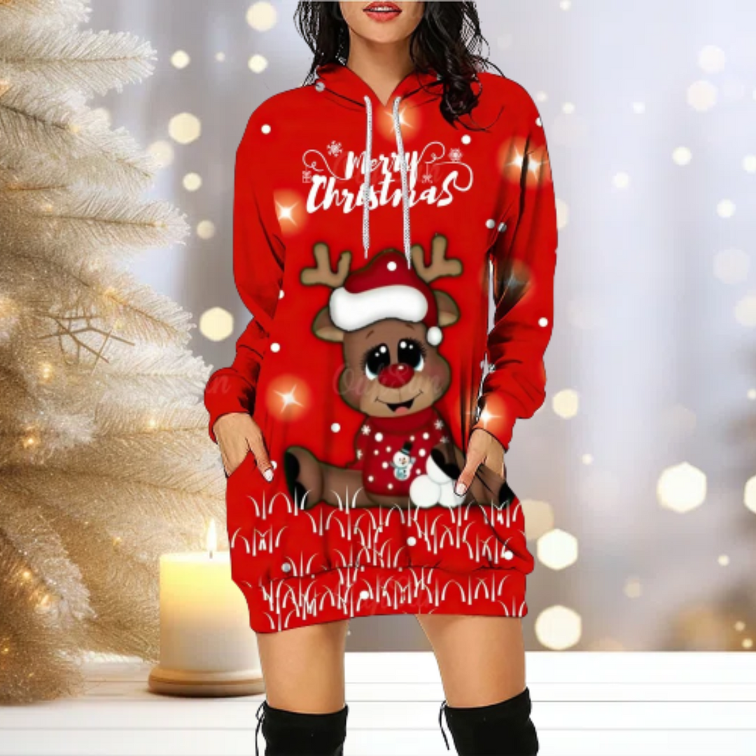 Drune | Kapuzenpullover Gemütlich Rentier Kapuzenpullover Kleid Frauen Pullover