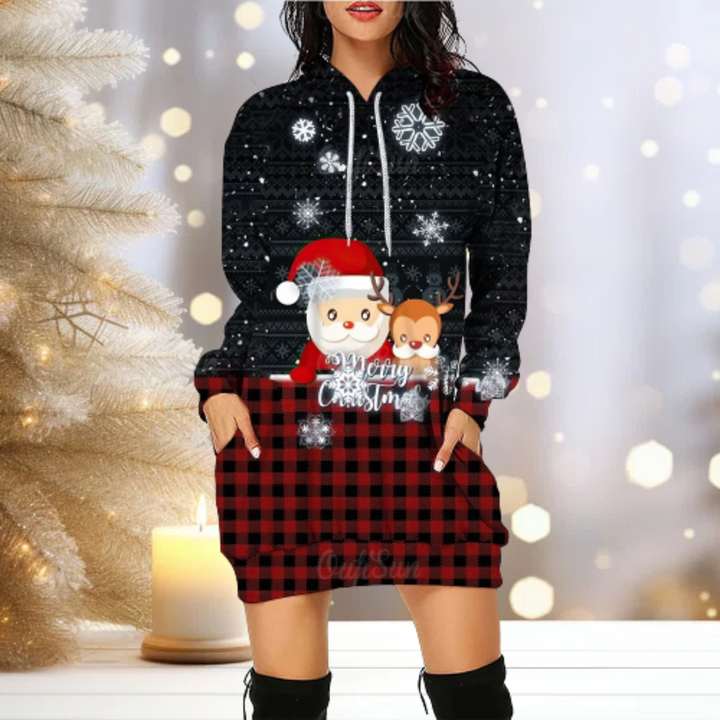 Drune | Kapuzenpullover Gemütlich Rentier Kapuzenpullover Kleid Frauen Pullover