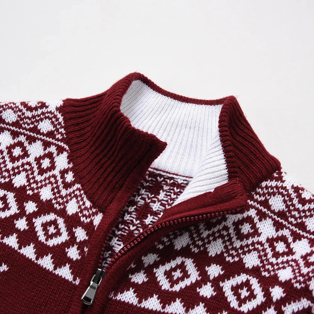 Drune | Reißverschluss Stehkragen Gestrickte Weste Herren Weihnachtshemden