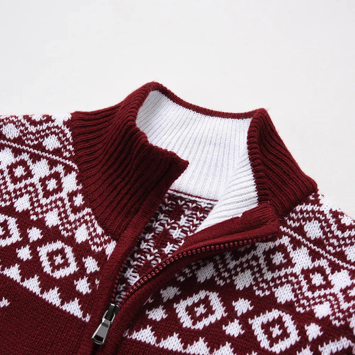 Drune | Reißverschluss Stehkragen Gestrickte Weste Herren Weihnachtshemden
