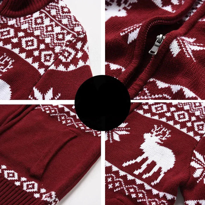 Drune | Reißverschluss Stehkragen Gestrickte Weste Herren Weihnachtshemden