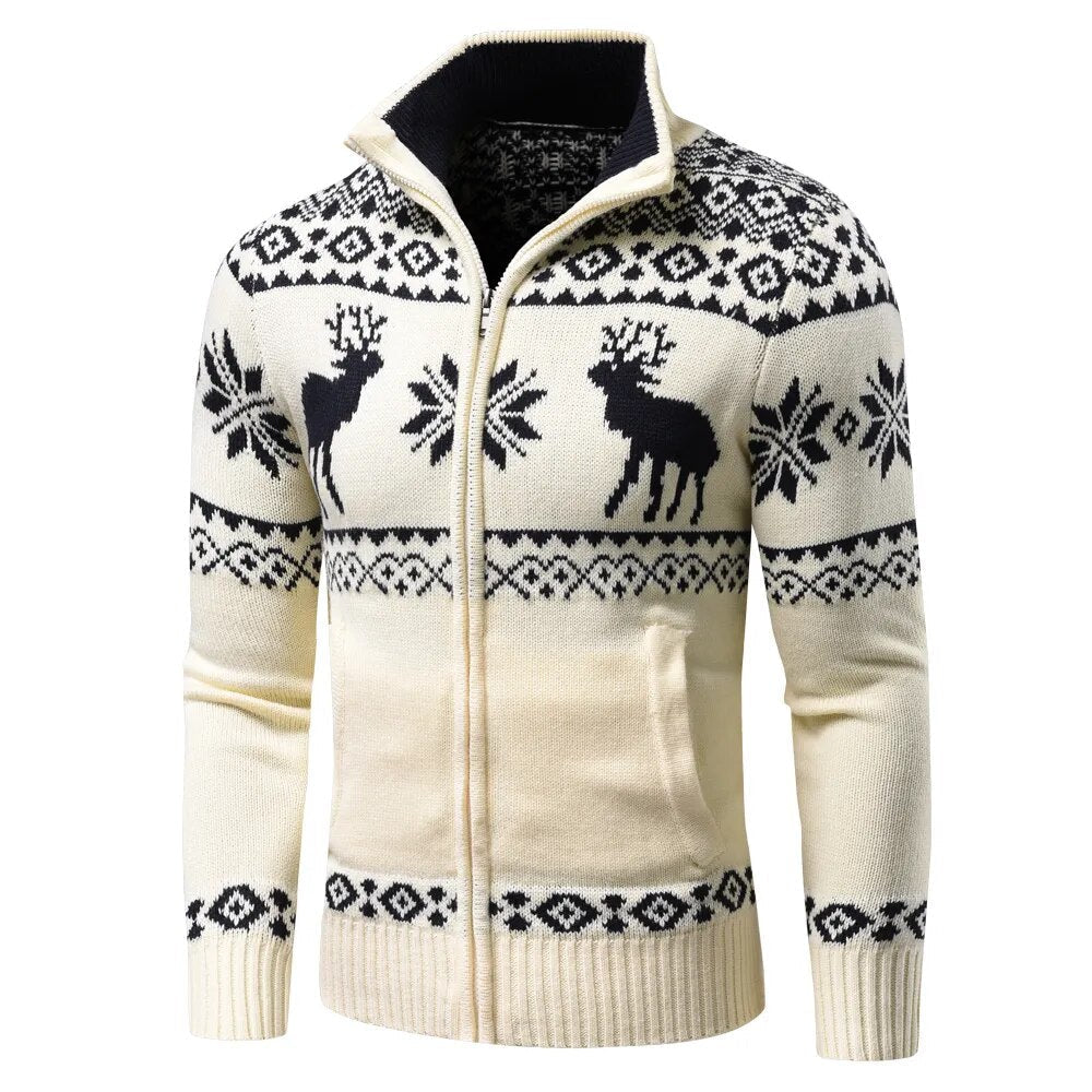 Drune | Reißverschluss Stehkragen Gestrickte Weste Herren Weihnachtshemden