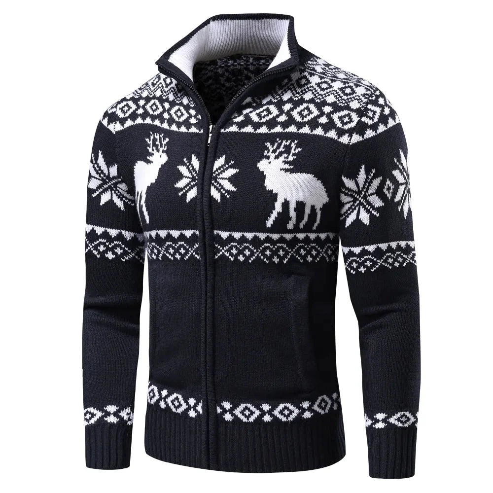 Drune | Reißverschluss Stehkragen Gestrickte Weste Herren Weihnachtshemden