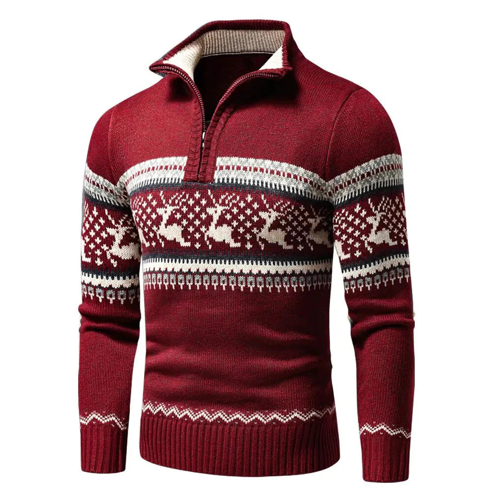 Drune | Reißverschluss Stehkragen Gestrickte Weste Herren Weihnachtshemden