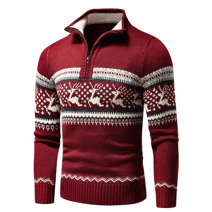 Drune | Reißverschluss Stehkragen Gestrickte Weste Herren Weihnachtshemden