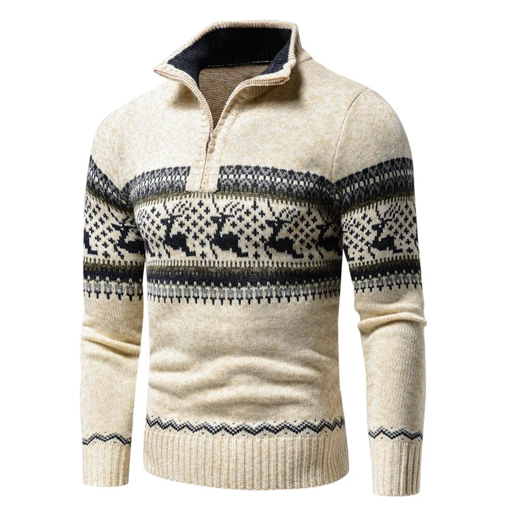Drune | Reißverschluss Stehkragen Gestrickte Weste Herren Weihnachtshemden
