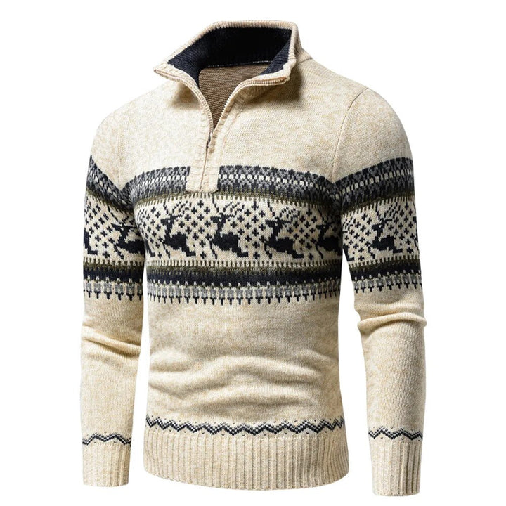Drune | Reißverschluss Stehkragen Gestrickte Weste Herren Weihnachtshemden