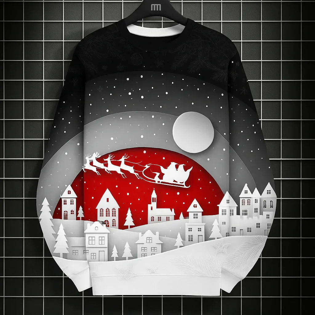 Drune | Herren Sweatshirt - Bequem, Gestrickt & Mit Einzigartigem 3D Weihnachtsdruck