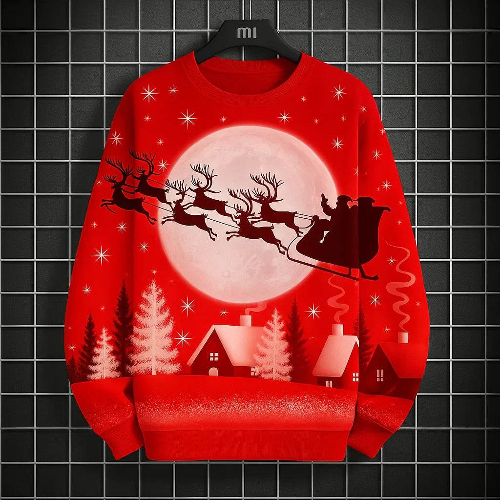 Drune | Herren Sweatshirt - Bequem, Gestrickt & Mit Einzigartigem 3D Weihnachtsdruck